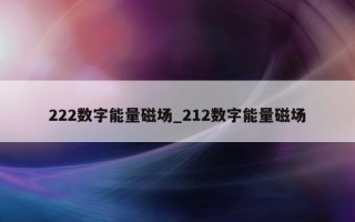 222 数字能量磁场_212 数字能量磁场