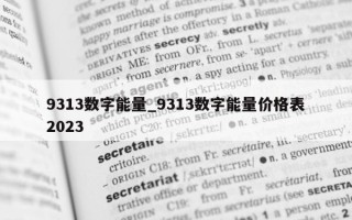 9313 数字能量_9313 数字能量价格表 2023