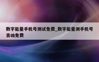 数字能量手机号测试免费_数字能量测手机号吉凶免费