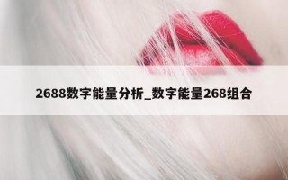 2688 数字能量分析_数字能量 268 组合