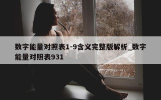 数字能量对照表 1 - 9 含义完整版解析_数字能量对照表 931