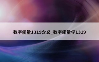 数字能量 1319 含义_数字能量学 1319