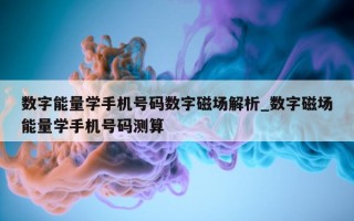 数字能量学手机号码数字磁场解析_数字磁场能量学手机号码测算