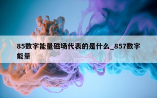 85 数字能量磁场代表的是什么_857 数字能量