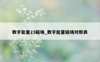 数字能量 23 磁场_数字能量磁场对照表