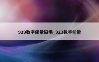 929 数字能量磁场_923 数字能量