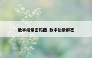 数字能量密码图_数字能量解密