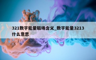 321 数字能量磁场含义_数字能量 3213 什么意思