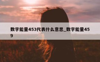 数字能量 453 代表什么意思_数字能量 459