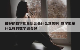 最好的数字能量组合是什么意思啊_数字能量什么样的数字组合好