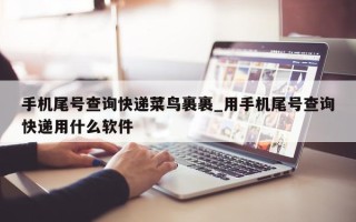 手机尾号查询快递菜鸟裹裹_用手机尾号查询快递用什么软件