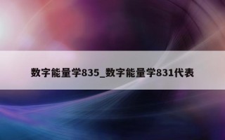 数字能量学 835_数字能量学 831 代表