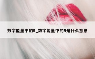 数字能量中的 5_数字能量中的 5 是什么意思