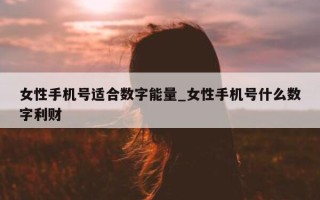 女性手机号适合数字能量_女性手机号什么数字利财