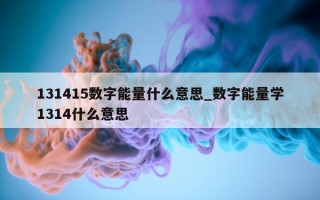 131415 数字能量什么意思_数字能量学 1314 什么意思