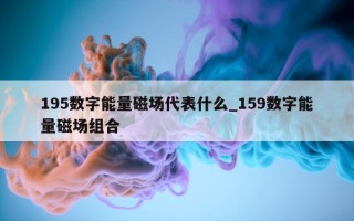 195 数字能量磁场代表什么_159 数字能量磁场组合