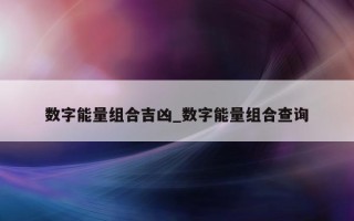 数字能量组合吉凶_数字能量组合查询