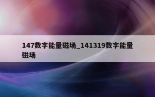 147 数字能量磁场_141319 数字能量磁场