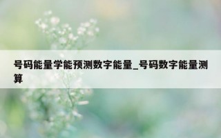 号码能量学能预测数字能量_号码数字能量测算