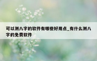 可以测八字的软件有哪些好用点_有什么测八字的免费软件