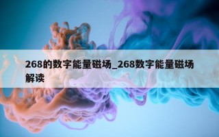 268 的数字能量磁场_268 数字能量磁场解读