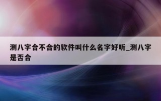 测八字合不合的软件叫什么名字好听_测八字是否合