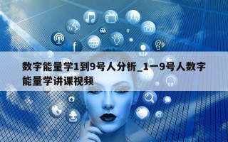 数字能量学 1 到 9 号人分析_1 一 9 号人数字能量学讲课视频