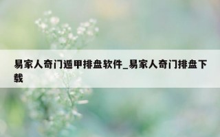 易家人奇门遁甲排盘软件_易家人奇门排盘下载