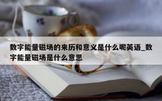 数字能量磁场的来历和意义是什么呢英语_数字能量磁场是什么意思