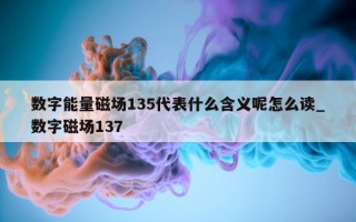 数字能量磁场135代表什么含义呢怎么读_数字磁场137