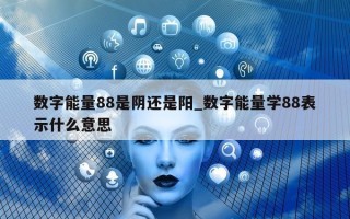 数字能量 88 是阴还是阳_数字能量学 88 表示什么意思