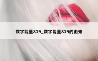 数字能量 819_数字能量 819 的由来