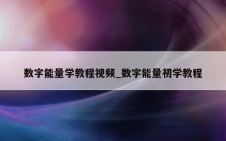 数字能量学教程视频_数字能量初学教程