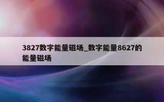 3827 数字能量磁场_数字能量 8627 的能量磁场