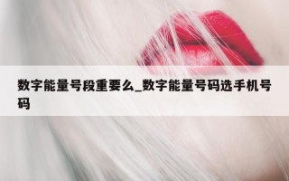 数字能量号段重要么_数字能量号码选手机号码