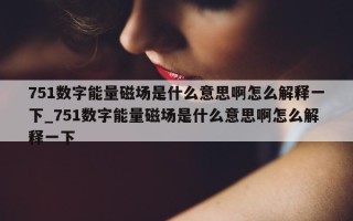 751 数字能量磁场是什么意思啊怎么解释一下_751 数字能量磁场是什么意思啊怎么解释一下