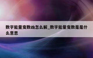 数字能量变数凶怎么解_数字能量变数是是什么意思