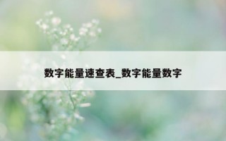 数字能量速查表_数字能量数字