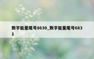 数字能量尾号 8630_数字能量尾号 6831