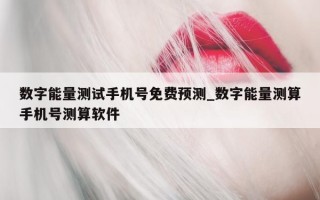 数字能量测试手机号免费预测_数字能量测算手机号测算软件