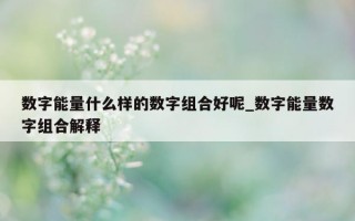 数字能量什么样的数字组合好呢_数字能量数字组合解释