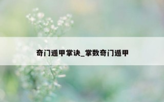 奇门遁甲掌诀_掌数奇门遁甲