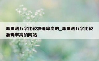 哪里测八字比较准确率高的_哪里测八字比较准确率高的网站