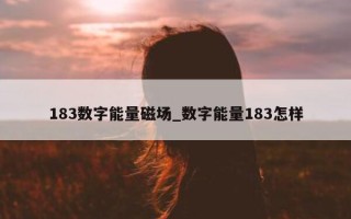 183 数字能量磁场_数字能量 183 怎样