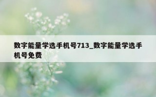 数字能量学选手机号 713_数字能量学选手机号免费