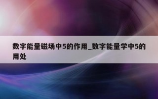 数字能量磁场中 5 的作用_数字能量学中 5 的用处