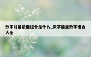 数字能量最佳组合是什么_数字能量数字组合大全