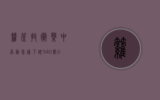 箩筐技术盘中异动 急速下跌 5.40% 报 0.681 美元