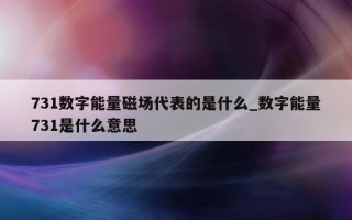 731 数字能量磁场代表的是什么_数字能量 731 是什么意思