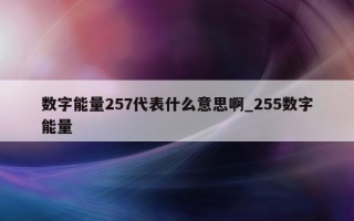 数字能量 257 代表什么意思啊_255 数字能量